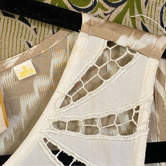 Andree DeLair x Anthropolgie Cream/ Tan Silk-Blend Sleeveless Maxi Dress Size 6 - Picture 10 of 16